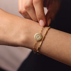 925 Silver Women Jewelry 14K <b>Gold</b> Mother-of-<b>pearl</b> Sapphire Coin Disc <b>Bracelet</b> - Product Image 2