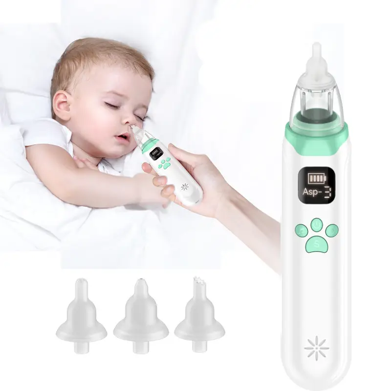 Eco-friendly Nasal Aspirator Nose Cleaner Baby Electric Nasal Aspirator with Music Soft Silicone 3 Gears about 2 Hours DV 5V/1A