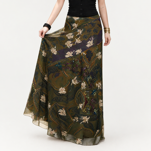 <b>Women's</b> Y2K Vintage Floral Print <b>Maxi</b> <b>Skirt</b> Wrap Mermaid Fishtail High Quality Elegant Long <b>Skirt</b> - Product Image 1