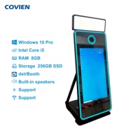 Photomaton portable nouvelle génération de 70 pouces avec écran tactile intelligent, cadre LED et impression thermique rapide