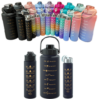 BPA-Free 2L/Gallon 64oz 하프 갤런 짚 플라스틱 체육관 물병 시간 마커 운동 동기 부여를위한 직접 음주 코팅