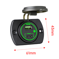 Chargeur de voiture double port USB + Type-C modifié 30W+36W, charge rapide, avec couvercle étanche, adaptateur de chargeur de voiture