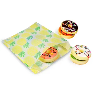 Wholesale Beautiful Donut Bread Grease Proof Paper Food Bag With PE Film Inside