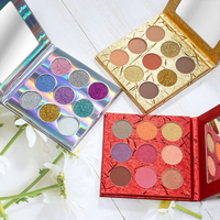 Palet Eyeshadow Tahan Air Grosir Logo Kustom Matte Shimmer Glitter Powder Pigmentasi Tinggi Palet Eyeshadow Label Pribadi