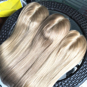 Topper de Cabello Rubio con Base de Seda Completa, Todos los Tamaños 8-20 Pulgadas, Cabello Humano 100% Remy de Alta Calidad en Stock para Mujer - Product Image 3