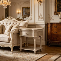 Table de Chevet Vintage en Bois de Luxe, Table d'Appoint Traditionnelle pour Villas, Salons et Chambres à Coucher