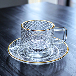 Vente en gros de tasses à café en verre résistantes à la chaleur pour la maison, tasses à thé, à espresso, à latte <span class=keywords><strong>avec</strong></span> <span class=keywords><strong>soucoupe</strong></span> - Product Image 3