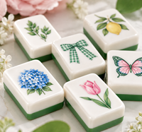 Tuiles de Mahjong Américain de Luxe à Dos Vert Floral pour Fêtes de Jardin, Jeu de Société pour Famille et Club, Cadeau, Vente en Gros, OEM, ODM