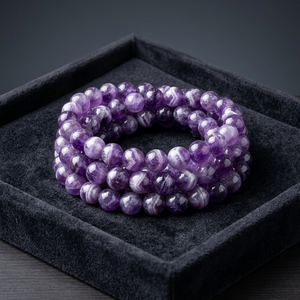 Bracelet unisexe en améthyste violette et agate, bijoux en cristal, cadeau pour la fête des mères, le Nouvel An et à porter au quotidien - Product Image 1