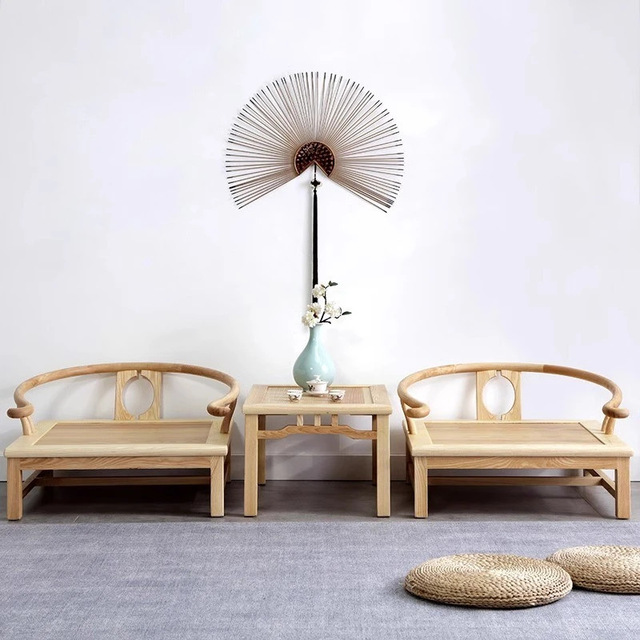 New Classical Zen Solid Ash Wood Table Set, Retro Thick Leg Multi-purpose Tea & Dining Desk for Household Use, Wholesale