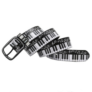 Cinturón de Cuero PU con Estampado 3D de Teclas de Piano, Diseño Creativo Original, Correa de Cintura Moderna Inspirada en la Música para Hombres y Mujeres - Product Image 2