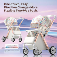 Poussette bébé légère pliable avec sangle de transport et poignée réglable pouvant être poussée dans les deux sens