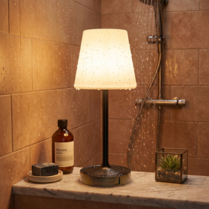 Waterproof LED Table Lamp Raindrop Shade Solar <b>Light</b> Metal Torchiere Lamp for Bathroom Patio Garden - Product Image 1