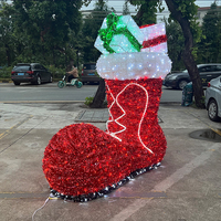 Gigantesca Scultura Natalizia 3D LED a Forma di Cappello di Babbo Natale da 300 cm, Impermeabile IP65 per Esterni, Ideale per Esposizioni Commerciali in Centri e Piazze