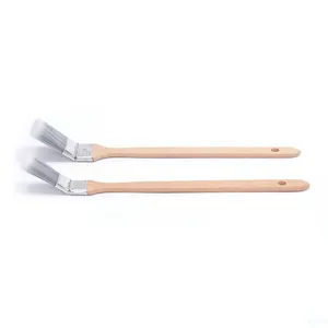 High Quality Tapered Synthetic Filament Radiator Paint Brush With Wooden Long Handle