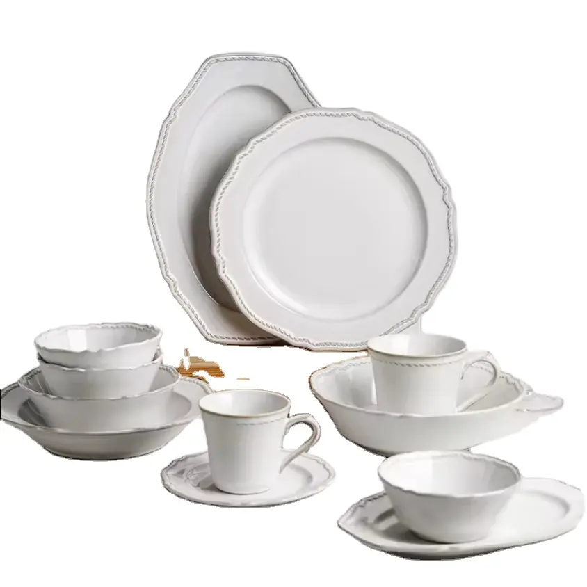 Set di piastre per caricabatterie in ceramica in porcellana per matrimonio Set di piatti per tacchini in ceramica in argilla e ceramica in stile occidentale