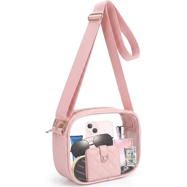 Custom Logo Concerts Sports PVC Black Mini Stadium Approved Clear Crossbody Transparent Bag for Women