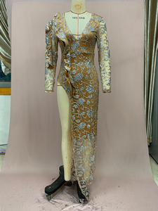 Toptan bayanlar akşam parti elbiseler kadınlar için kristal dekorasyon şapel tren ile baskılı - Product Image 5