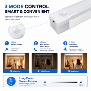 Luz LED para Debajo del Gabinete, 3500K Blanco Cálido, Sensor de Movimiento, Montaje en Superficie, para Cocina, Armario, Iluminación de Guardarropa - Product Image 4