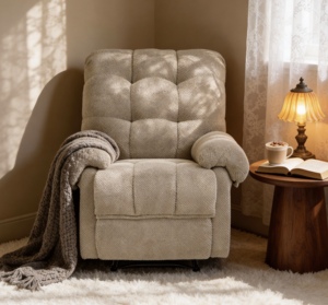 Modern Camel Recliner <b>Chair</b> Overstuffed Armchair Manual Recliner Massage Living Room Seating Reading <b>Chair</b> <b>Padded</b> Footrest - Product Image 1