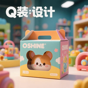 Boîtes d'emballage de jouets imprimés de dessin animé avec fenêtre de vue en PVC-Poignée de transport de boîte-cadeau ondulée pour jouets en peluche, affichage au détail - Product Image 3