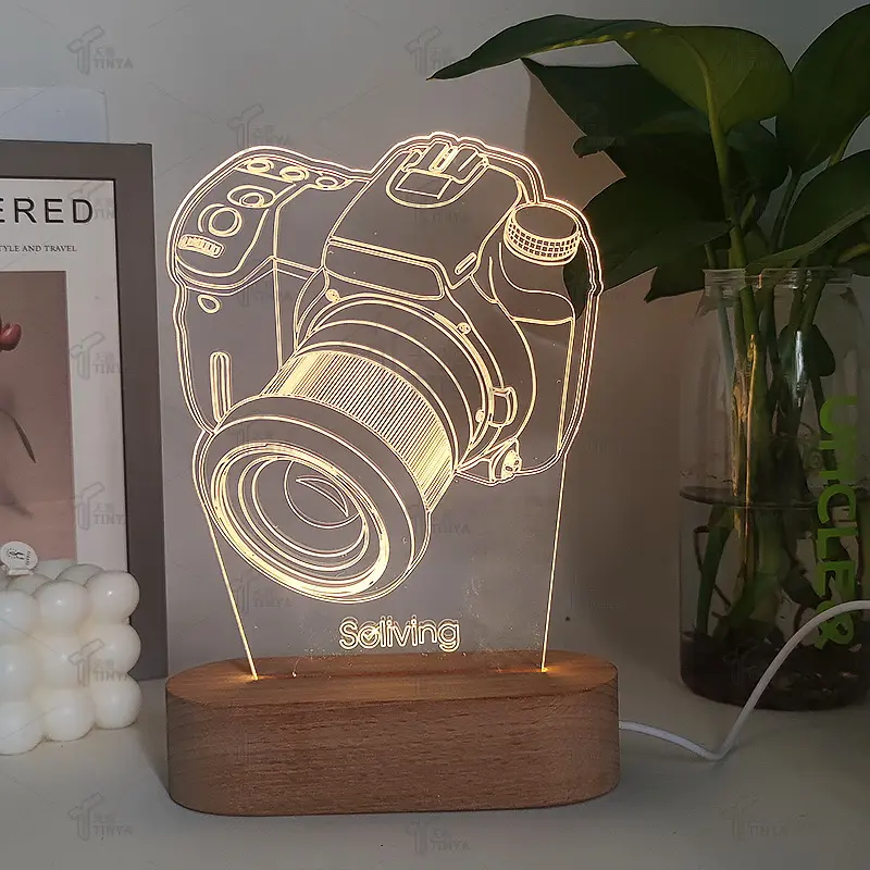 SAMTO lampu meja akrilik dekorasi anak, lampu malam kamar anak-anak lampu meja akrilik Anime ilusi 3D kustom foto kreatif