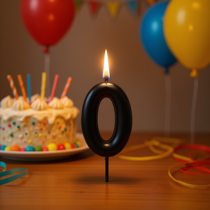 Party Love <b>Candles</b> Number 0 <b>Black</b> 6cm Birthday Cake Decoration - Product Image 1