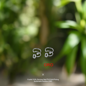 ต่างหูคริสตัล สแตนเลสสตีล 316L ชุบทอง PVD ทนทาน เป็นมิตรต่อสิ่งแวดล้อม ORO - Product Image 2