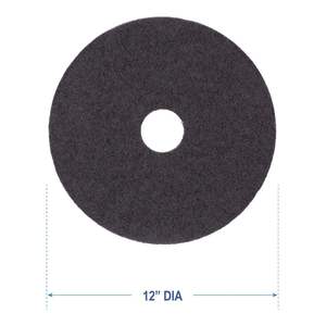Boardwalk BWK4012BLA 12-Inch Black Stripping <b>Floor</b> Pads 5/Carton-Efficient <b>Floor</b> <b>Cleaners</b> - Product Image 1