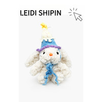 Porte-clés Lapin Blanc Kawaii en Peluche Doux et Résistant avec Chapeau d'Anniversaire Bleu Tricoté, Pendentif de Sac Lapin Mignon, Animal en Peluche pour Fête