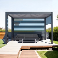 Gazebo en aluminium moderne de haute qualité Pergola Terrasse Pavillon Toit à persiennes motorisé Véranda de patio électrique Tissu intégré