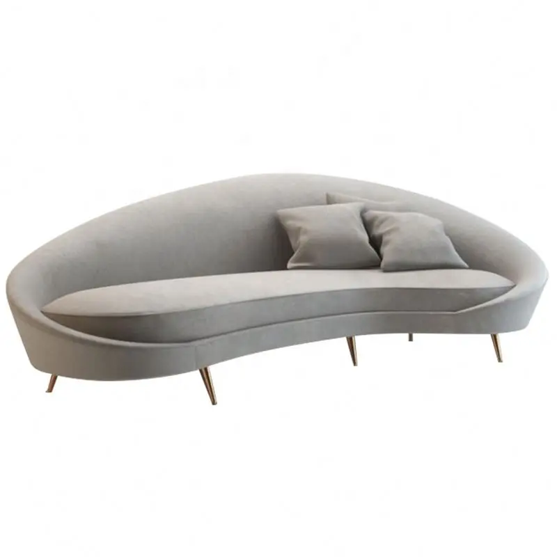 Canapé simple européen en tissu velours rose causeuse meubles de salon canapé pieds en acier inoxydable doré