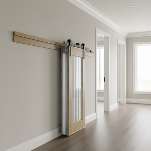 Kit de cadre de porte coulissante à lattes en bois 30 L x 80 H po, fermeture douce, design moderne, pour portes de 24 à 30 po de large - Product Image 3