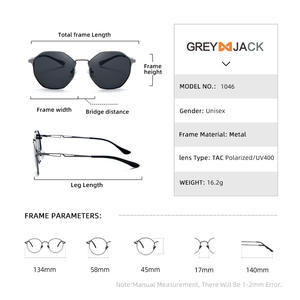 Lunettes de soleil rétro Greyjack, monture intégrale, verres TAC, protection UV400, design métallique unisexe tendance - Product Image 5
