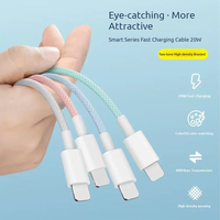 Câble de données USB-C vers USB-C tressé coloré PD20W à charge ultra-rapide pour Apple, Huawei, tablettes et iPad