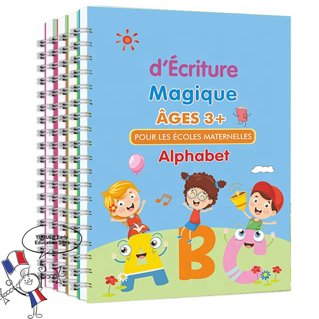 French 3D สมุดคัดลายมือเด็กหนังสือการเรียนรู้ตัวเลขตัวอักษรฝรั่งเศสการติดตามการประดิษฐ์ตัวอักษรหนังสือออกกำลังกายของขวัญ