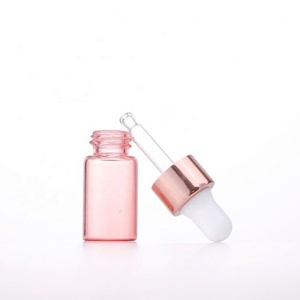 <b>Mini</b> Sample Glass Bottles 5ml 3ml 2ml 1ml Essential Oil Pink Clear Glass Dropper Bottle with Rose Gold Dropper - Product Image 3