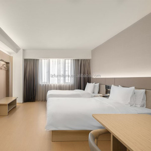 Economy Wooden Hotel Twin <b>Bed</b> <b>Set</b> <b>Complete</b> Guest Room Furniture With Bedding Sofa TV Cabinet For Boutique Resort Hotel Project - Product Image 4