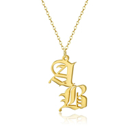 Vintage Ancien Anglais Lettres Doubles Pendentif Bijoux Collier Pour Les Femmes D'or Personnalisée Toute 26 Lettre Initiale Couple Colliers