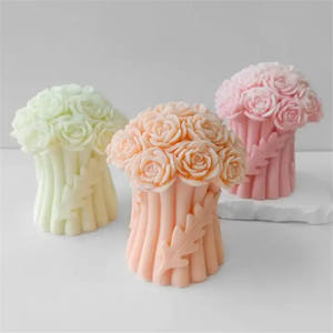 जे 057 हस्तनिर्मित गुलाब गुलदस्ता मोमबत्ती सिलिकॉन मोल्ड - Product Image 1