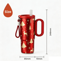 Gobelet isotherme en acier inoxydable avec paille et poignée, à double paroi, anti-fuite, pour les fêtes de Noël, idéal comme cadeau d'hiver