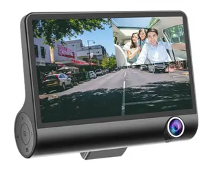 Junsun — caméra de tableau de bord, dashcam, 3 caméras haute vitesse, 4 pouces, IPS, trois voies, Full HD 1080P, enregistreur DVR, double objectif, spécial pour les voyages