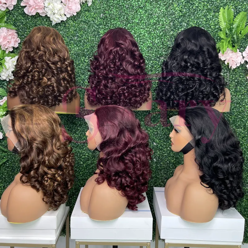 12a Grade Super Dubbel Getekend Rauw Menselijk Haar Pruiken Funmi Bouncy Curl 13X4 Lace Frontale Vietnamese Haar Pruiken Voor Zwarte Vrouwen