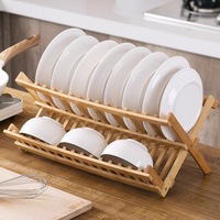 Étagère à vaisselle en bambou et porte-baguettes organisateur égouttoir de cuisine support de bol de comptoir étagère de rangement transfrontalière pour assiettes