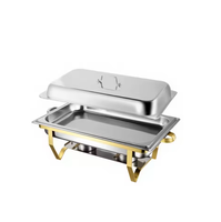 Ensemble de réchauds à buffet en acier inoxydable de haute qualité, 11 L, rectangulaire, alimenté au combustible, 4 pièces, chauffe-plats au gaz, design à bord roulé