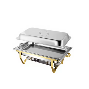 Ensemble <span class=keywords><strong>de</strong></span> réchauds à buffet en acier inoxydable <span class=keywords><strong>de</strong></span> haute qualité, 11 L, rectangulaire, alimenté <span class=keywords><strong>au</strong></span> combustible, 4 pièces, chauffe-plats <span class=keywords><strong>au</strong></span> <span class=keywords><strong>gaz</strong></span>, design à bord roulé - Product Image 3