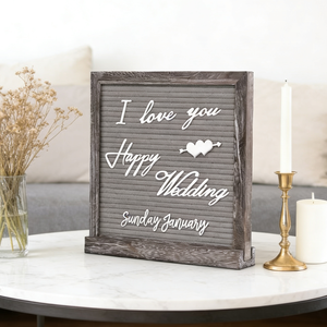 Pizarra de Fieltro de Doble Cara Negra y Gris de 10x10 con Números y Símbolos, 712 Letras Intercambiables, Tablero de Mensajes con Base de Madera - Product Image 2