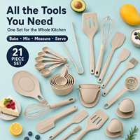 Ensemble d'ustensiles de cuisine en silicone antiadhésif YMS de 21 pièces pour un usage domestique