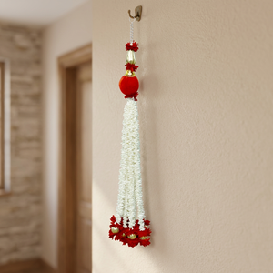 Guirnalda Floral Blanca Artificial Hecha a Mano con Maceta Decorativa Roja para Bodas, Festivales y Decoración del Hogar - Product Image 3