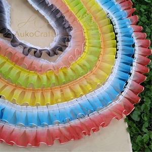 Pita Organza Lipit Dekoratif 25mm untuk Kostum DIY, Hiasan Renda untuk Gaun Boneka, Tulle Berwarna-warni untuk Jahitan Tekstil, Kain Pita Berumbai - Product Image 5